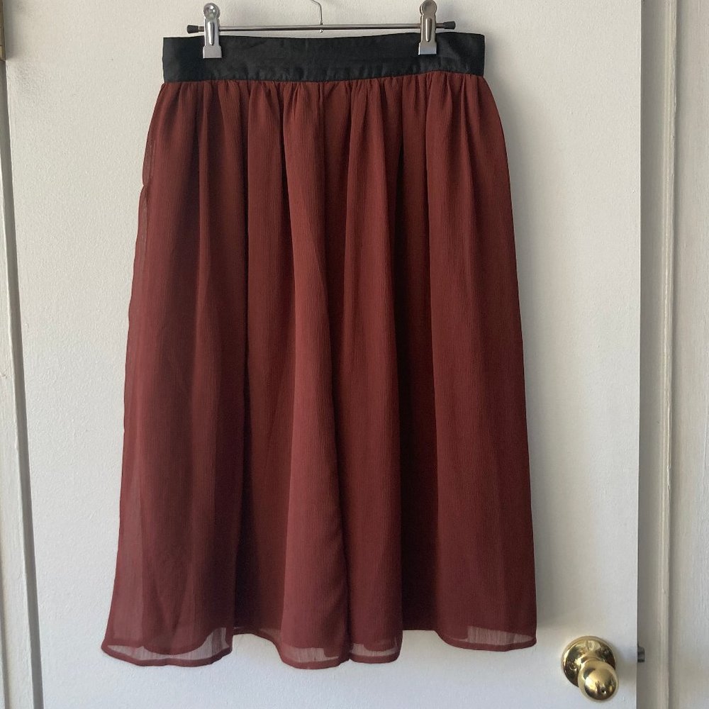 Vintage Rust High Waist Midi Skirt